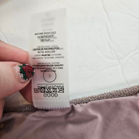 Good American Sparkle Rib Good Waist Cheeky Bikini Bottom Lilac Plus 2X Beach - Picture 6 of 9